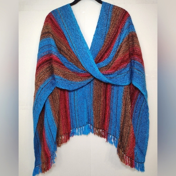 Santa Fe Handwoven Multicolor Striped Women's Top - Picture 2 of 8